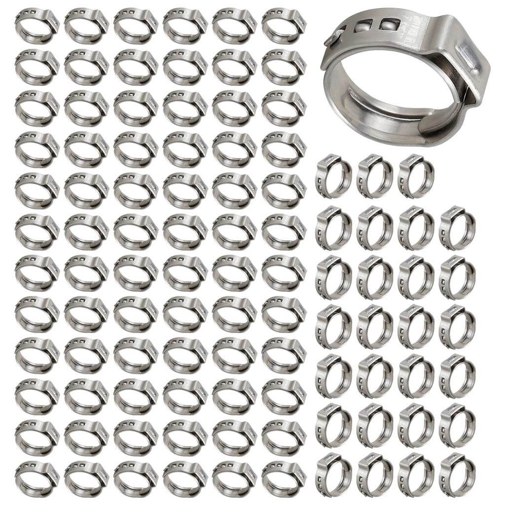 100Pcs 1/2-Inch Pex Cinch Clamp Rings 304 Stainless Steel  PEX Crimp Rings Heavy Duty Fitting Clamps for Sealing Kinds of Hose