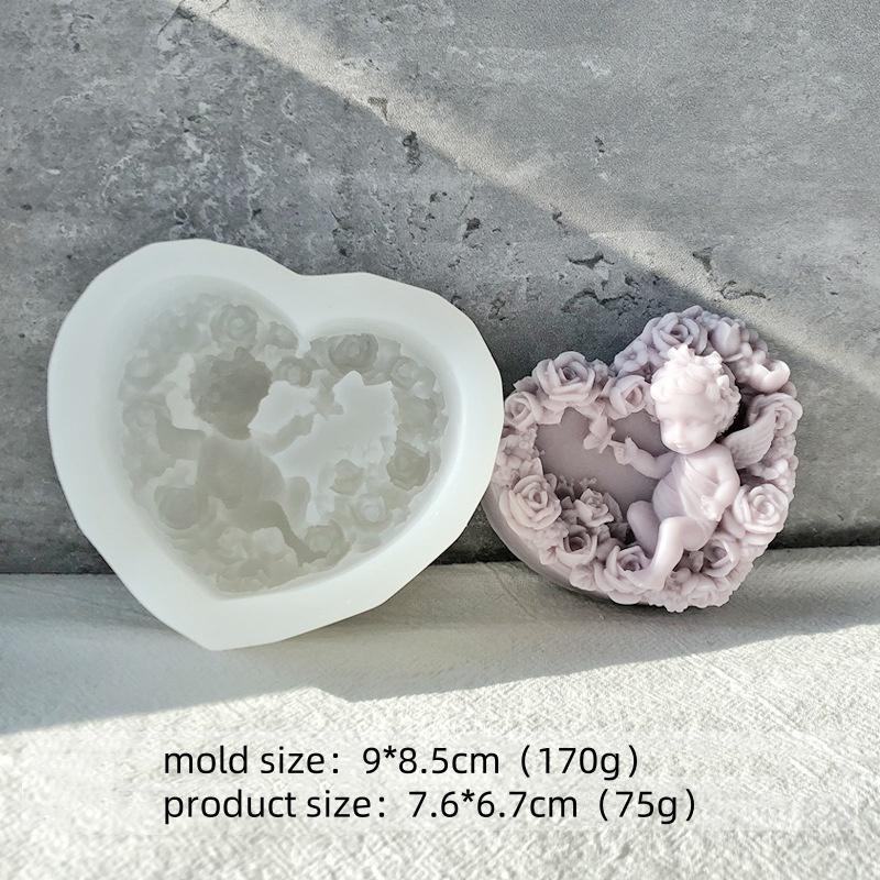 DIY Silicone Candle Mold Rose Heart Angel Handmade Gypsum Scented Soap Mould 3D Craft Fondant Chocolate Baking Decoration Tool