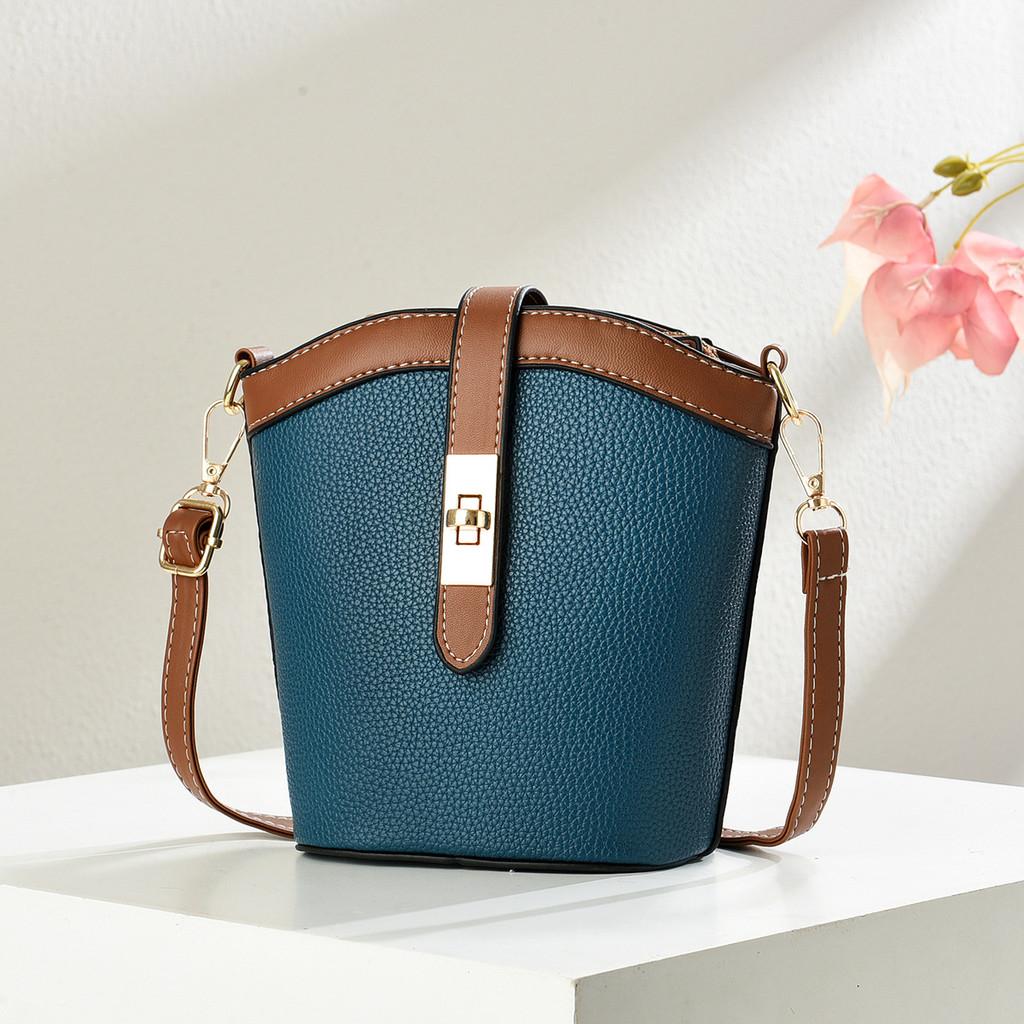 Crossbody Pu Water Bucket Bag For Women With Zipper Closure And Inner Pocket
