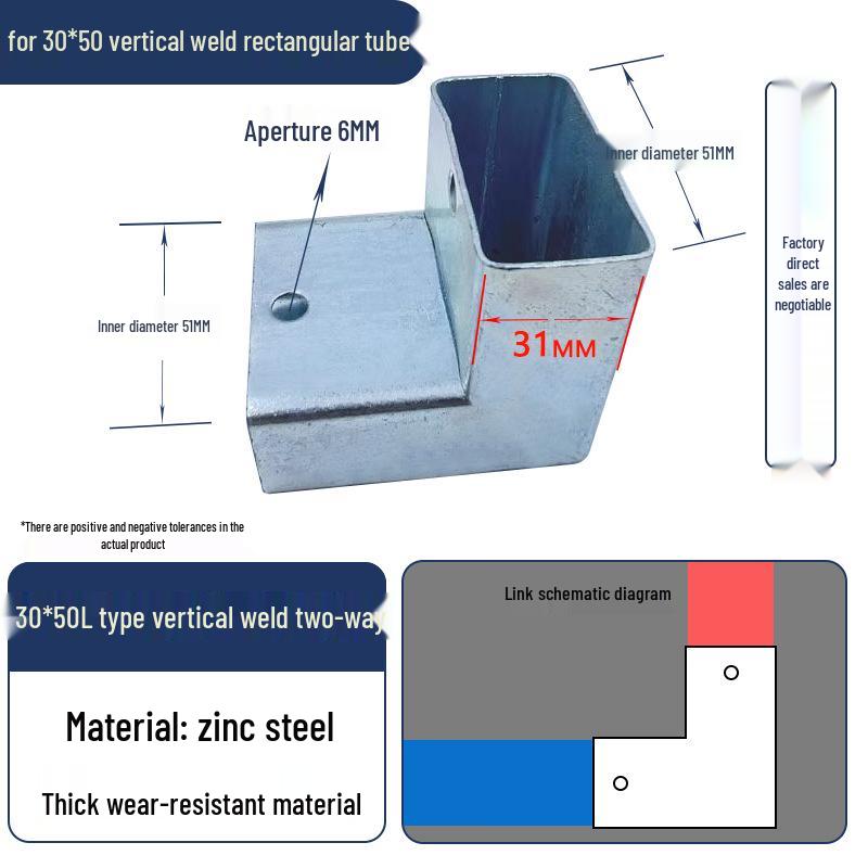 Connettori per Tubi Rettangolari a 3 e 4 Vie Senza Saldatura, Set Completo per Tubi Quadrati 40x60.