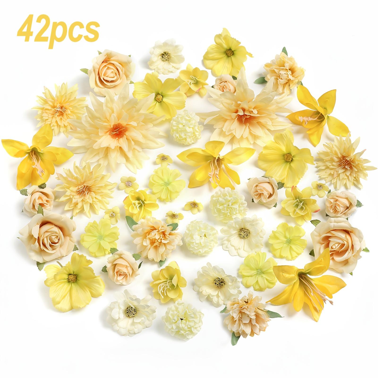 

42Pcs Rose Artificial Flowers Silk Fake Flower for Wedding Marriage Decorations Home Decor Ornament DIY Gift Garland Accessories жовтий