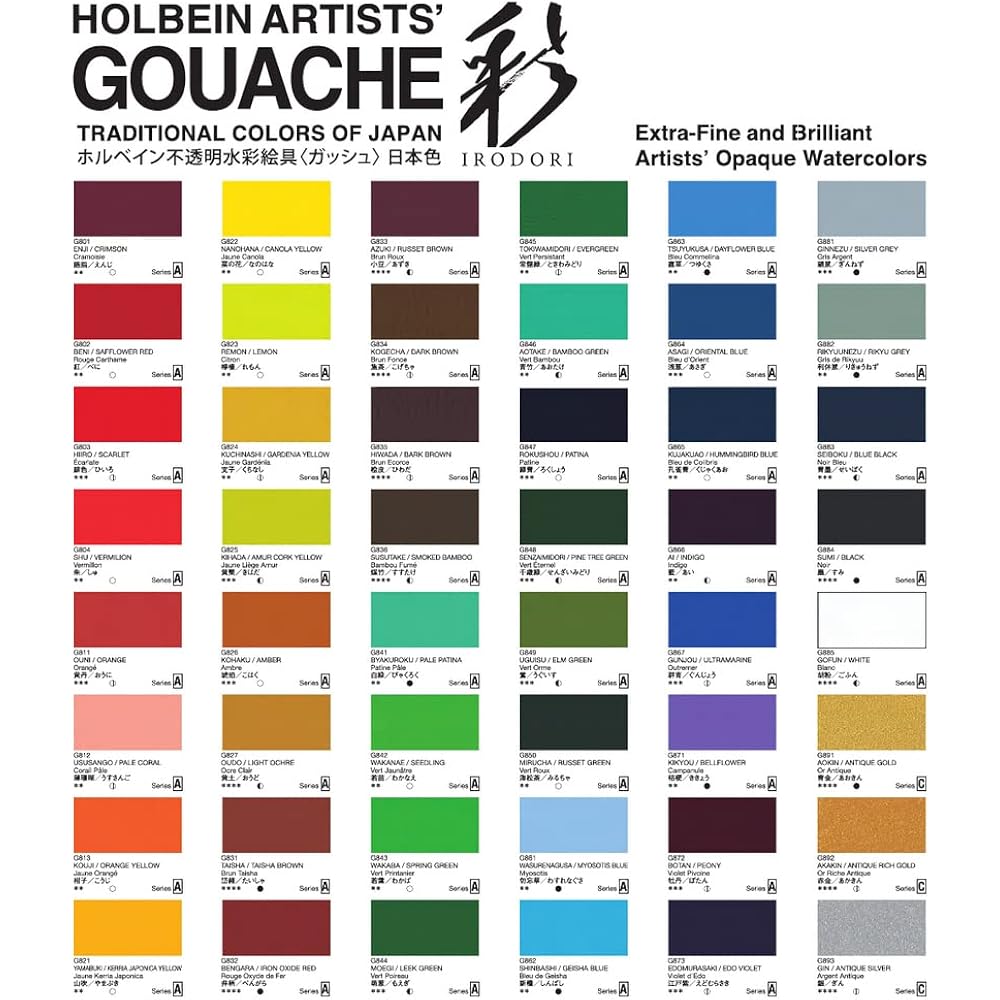 Holbein Opaque Watercolor (Gouache) Japanese Color “Color” G751 15ml 12 Color Set Spring 07351