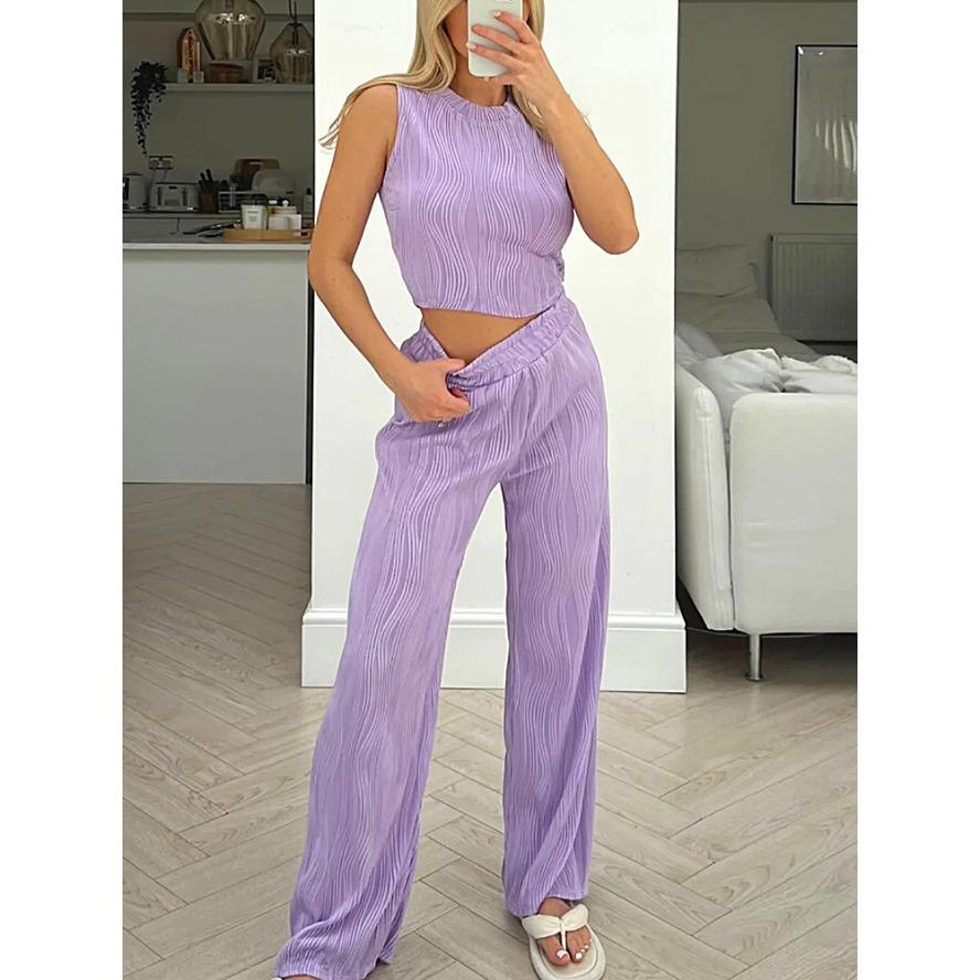 YYFS Dámská móda Ležérní Léto Jaro Jednobarevný potisk Bez rukávů Kalhoty s výstřihem do O Kalhoty Obleky