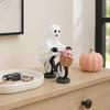 Hand Painted Resin Ghost Decor Halloween Riding Bicycle Figurine, Spooky Desk Shelf for Durable Window Display Home Entryway, Hand-Painted Creepy Cute