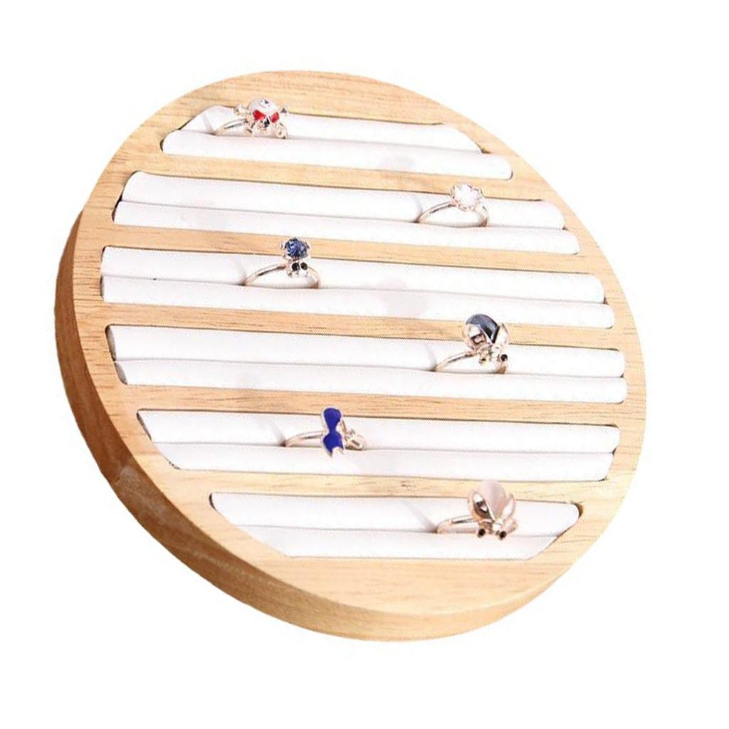 Natural Wood Round Jewelry Storage Tray For Ring Bracelet Earring Collection Decorative Counter Props