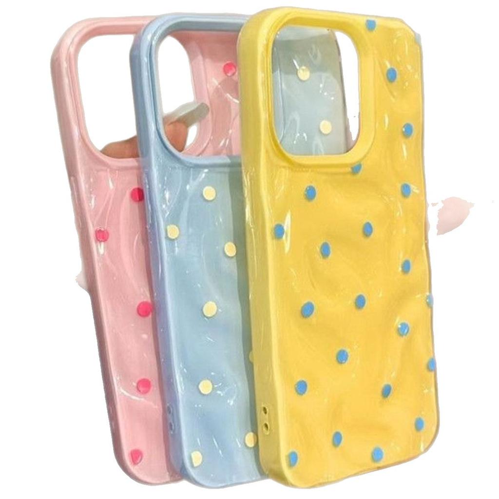 All-inclusive Solid Color Merle Pattern Mobile Phone Case Wavy Three-dimensional for Apple Mobile Phone Case Dopamine Jelly TPU Soft Silicone Case