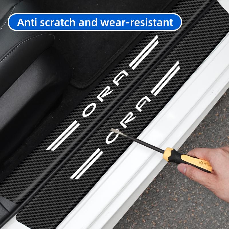 Carbon Fiber Car Door Sill Sticker Auto Door Threshold Protector Strip For Greatwall Ora Cat GT Ballet 07 Funky Cat Iq K-Car R2