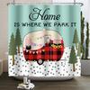 Camper Shower Curtain Happy Camper Trailer Car Rv Forest Mountain Tent Camping Bathroom Shower Curtain Waterproof Bath Curtain
