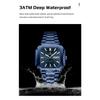 POEDAGAR Luxury Watch Waterproof Luminous Date Week Quartz Men's Watches Stainless Steel Fashion Square Men Watch