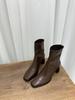 High-heeled Short Boots Women's 2025 Autumn and Winter New French Retro Square Head Thin Boots Versatile Thick-heeled Martin Boots Women's Single Boo