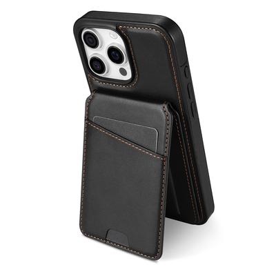 For iPhone 16 Pro Max Case Compatible with MagSafe Detachable Card Holder Kickstand Leather Phone Back Cover