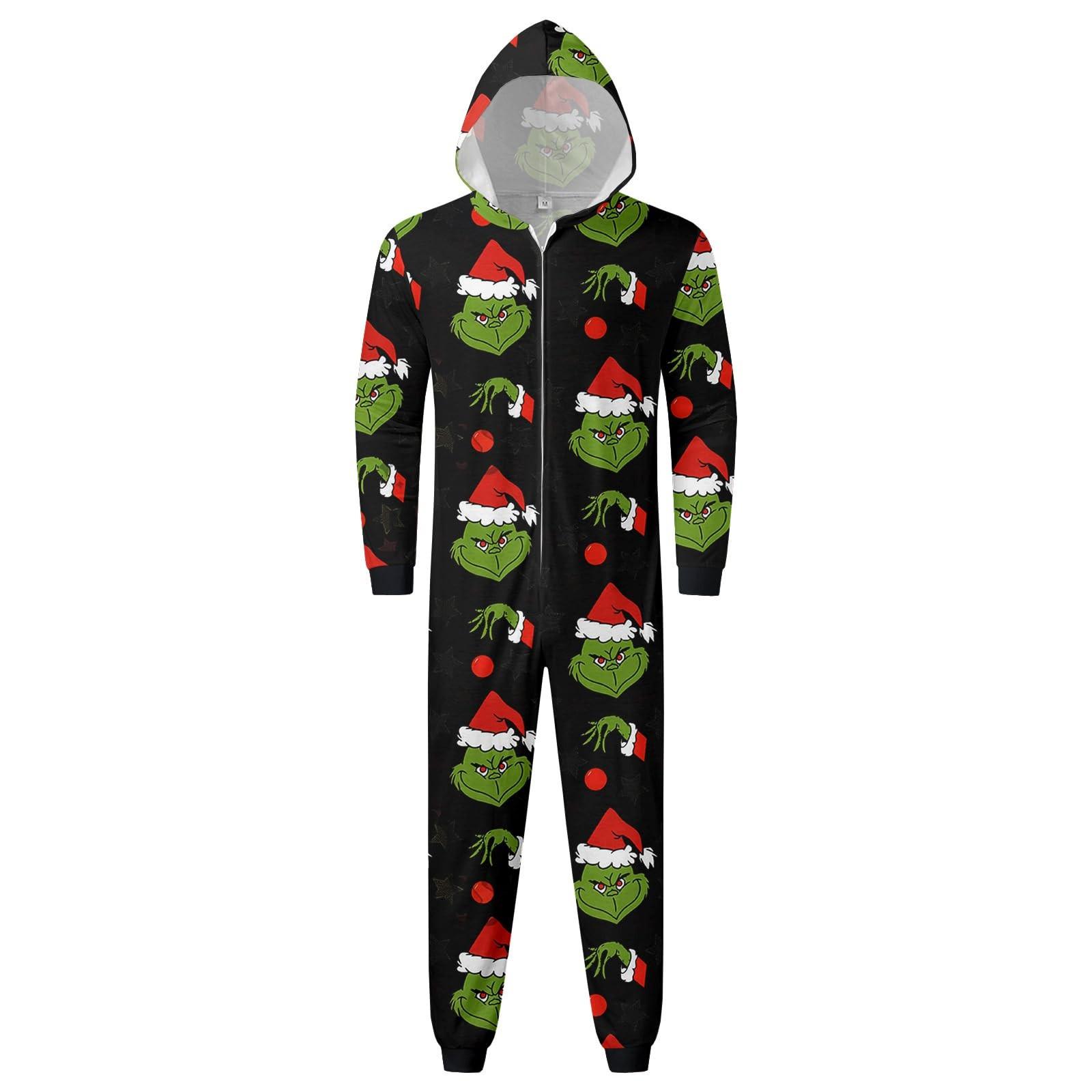 

Комплект комбинезона на молнии с капюшоном и длинными рукавами для всей семьи с рождественским принтом XL