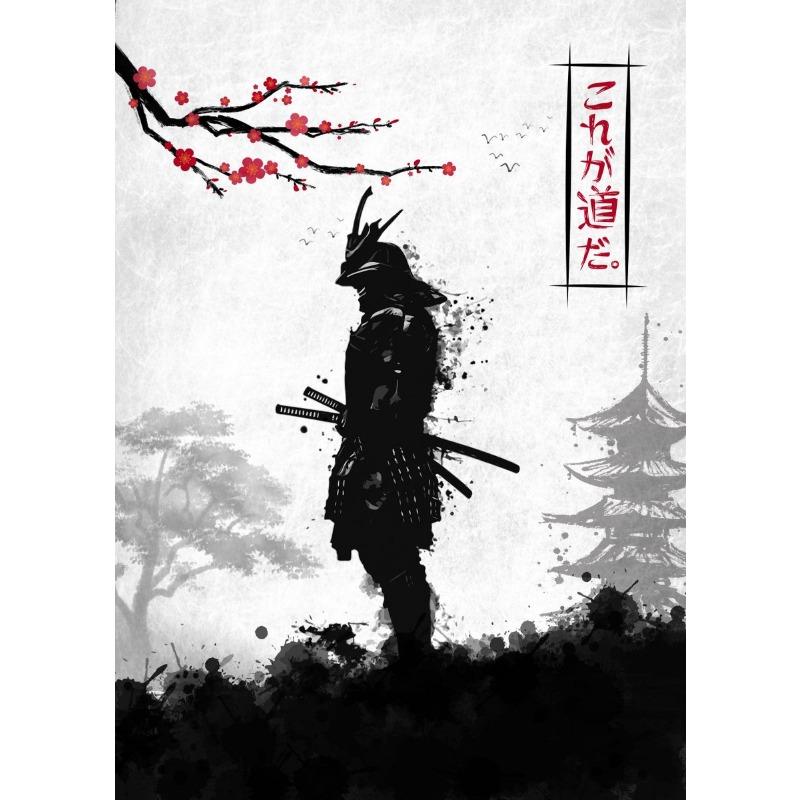 Japanische Schwarze Samurai Geisha Koi Karpfen Krieger Figuren Sonnenuntergang Kunst Malerei Wand Leinwand Poster und Drucke Wohnzimmer Heimdeko