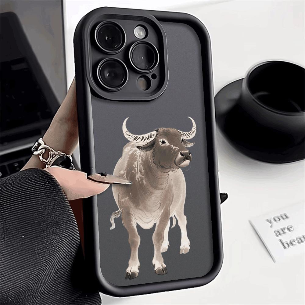 Chinese Zodiac Horse Cattle Shockproof Phone Case for Xiaomi Redmi Note 14/13/12/11/10 Pro/Plus Raised Camera Protection Cover