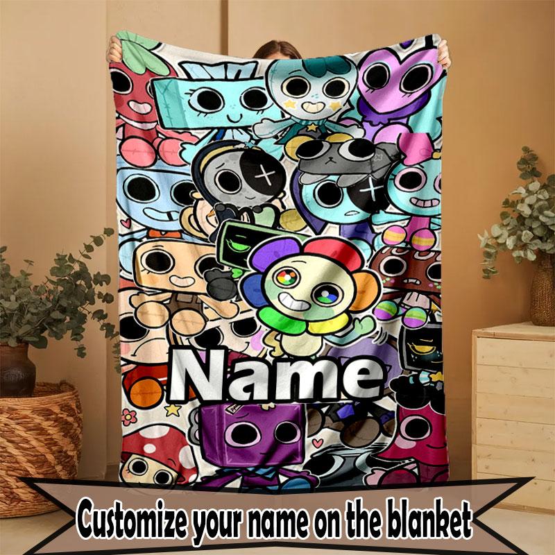 Custom Name Personalized Dandy's World Print Blanket, Home Decor, Bedroom, Sofa, Camping, Couch, Gifts for Birthday Christmas
