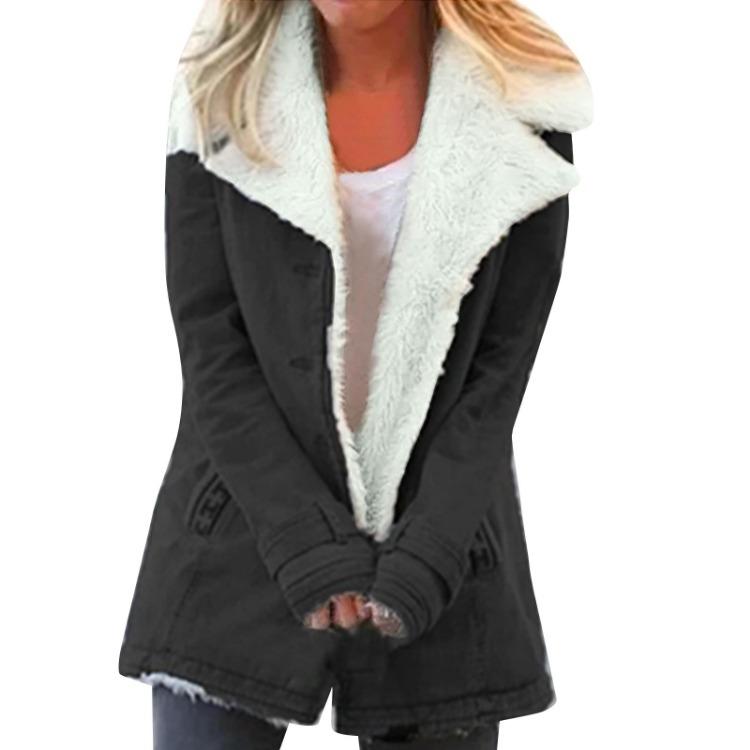 Long Sleeve Casual Padded Cotton Jacket Warm Button Coat Women Fashion Top