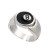 Punk Billiards Number Black 8 Ball Rings Metal Alloy Opening Adjustable Rings Fashion Hip Hop Rock For Women Men Jewelry Gift