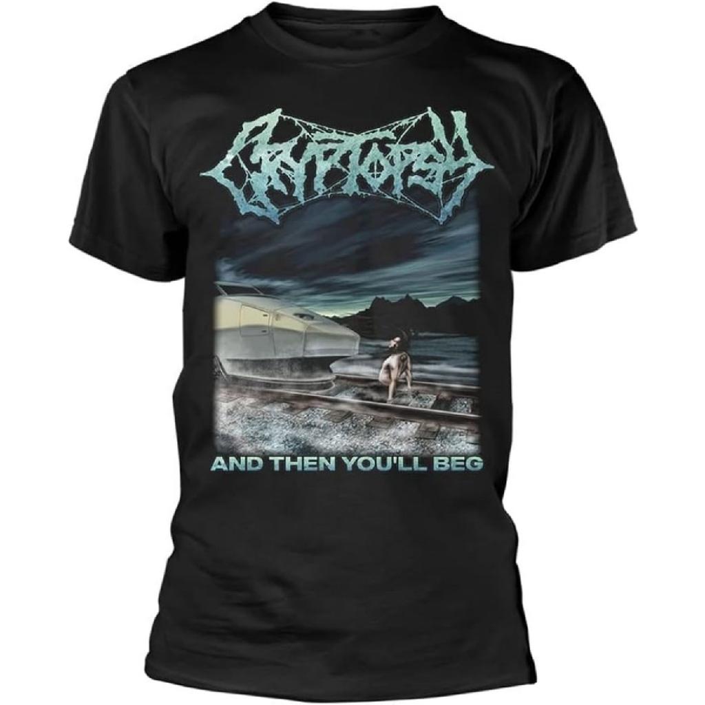 Cryptopsy T Shirt And Then You'll Beg Band Logo New Official Mens Black Size XXL