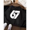 Felpa Unisex da Bambino Girocollo Per Bambini e Bambine Sopra i 4 Anni Minimalista Bianca Grafica Geometrica Numero 67 Top Morbido Pullover Per Bambini 4-12