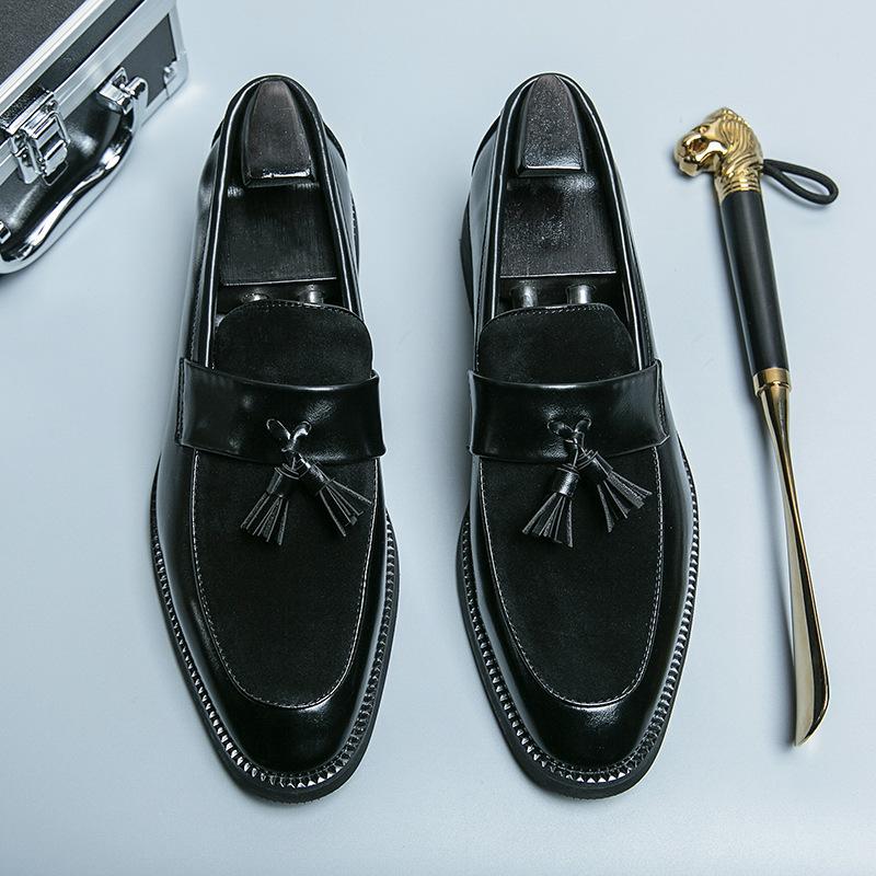 Foreign trade new casual leather shoes fashion trend foot tassel leather shoes foreign trade men pointed leather shoes