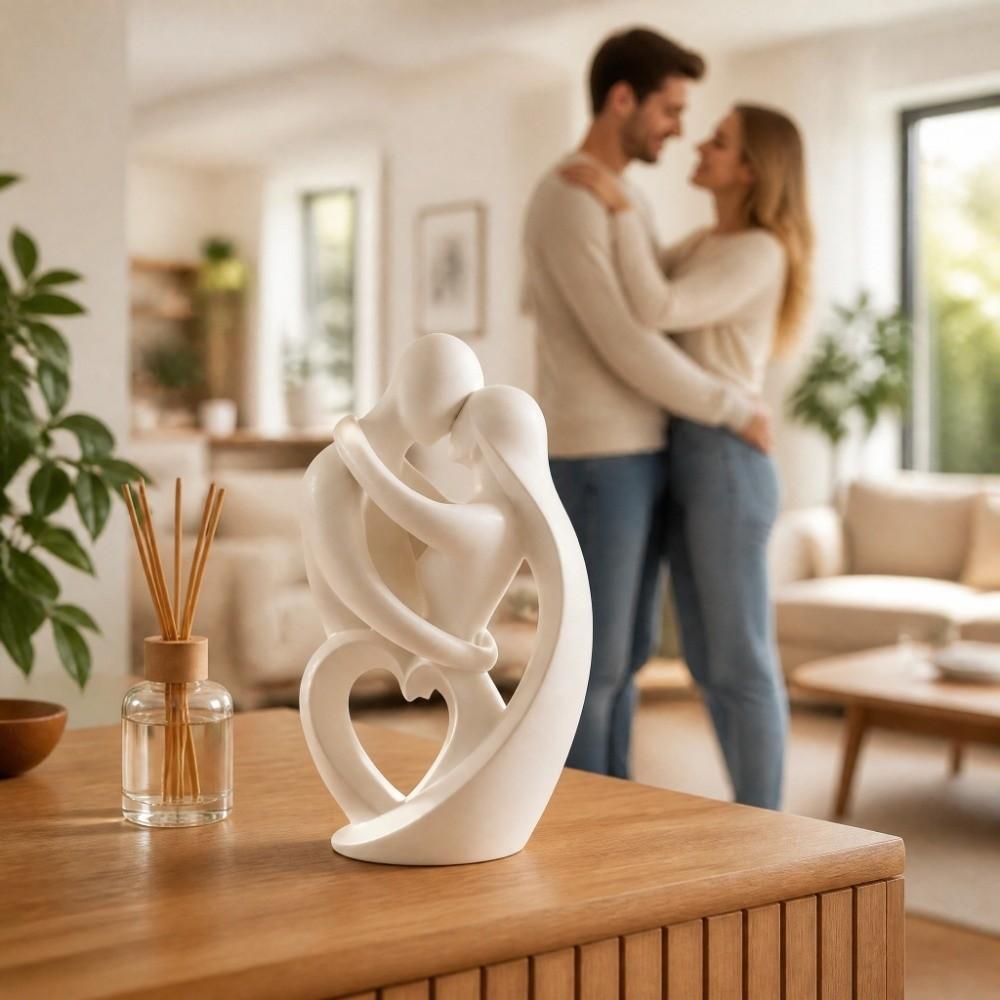 Plastic Hugging Couple Sculpture Romantic Embrace Art Table Statue Wedding Decor
