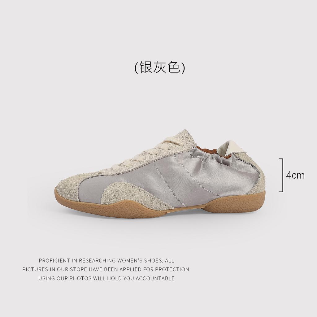 Sheepskin Version~ Leather German Training Shoes Women'S Forrest Gump Shoes Flat Ballet Shoes Super Fire Leather Silver Fashion Casual Shoes