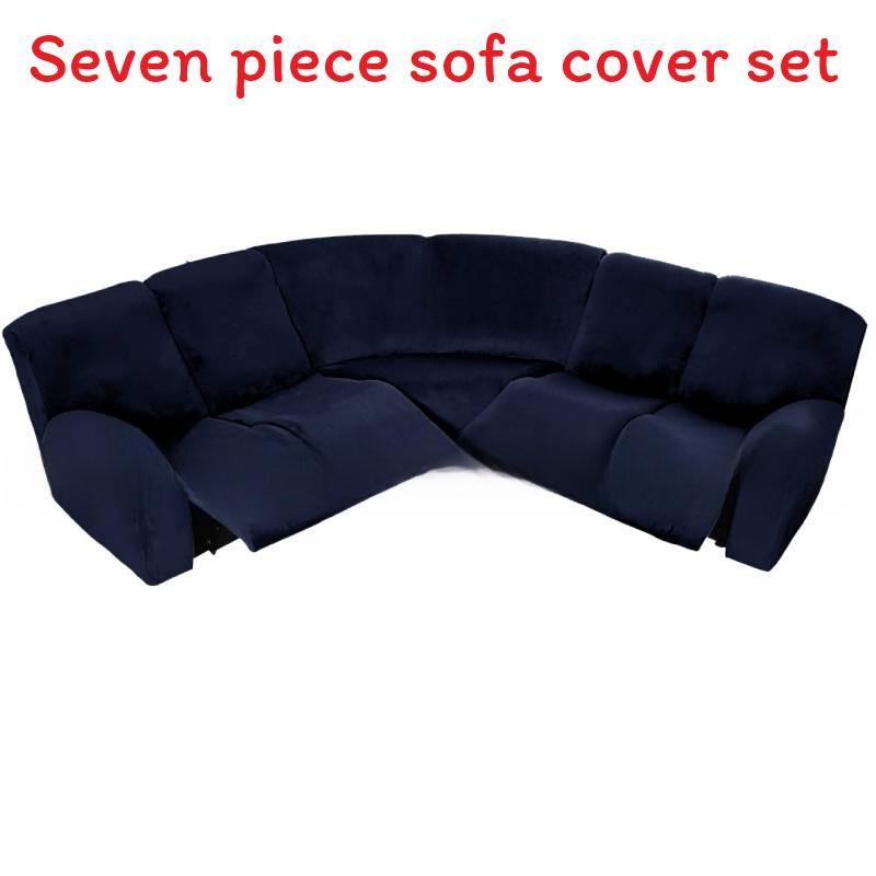 Velvet Lshaped Seven Piece Sofa Cover Set With Stretch Material For Corner Sectionals
