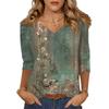 3/4 Sleeve Shirts For Women Cute Print Graphic Tees Blouses Casual Plus Size Basic Tops Pullover