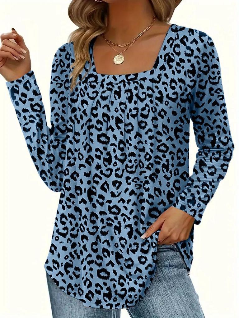 2024 European & American Leopard Print Casual Long Sleeve for Autumn/Winter