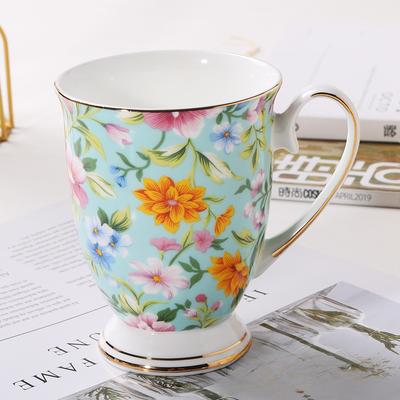 Exquisite High-grade Ceramic Cup Gilt Painted Flower Coffee Cup Large Capacity 300ml Teacup Breakfast Milk Mug Home Decoration