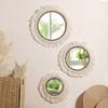 1pc Cotton Rope Woven Mirror Round Tassel Wall Hang Simple Tapestry For Home Bedroom Living Room Entry Art Decor