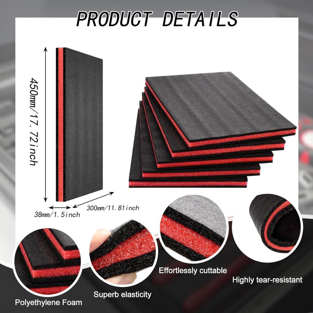 5 szt. Wkładek piankowych, Wyściółek, Amortyzujących, Możliwych do cięcia, do DIY, Rzemiosła, Przechowywania, Skrzynek narzędziowych
