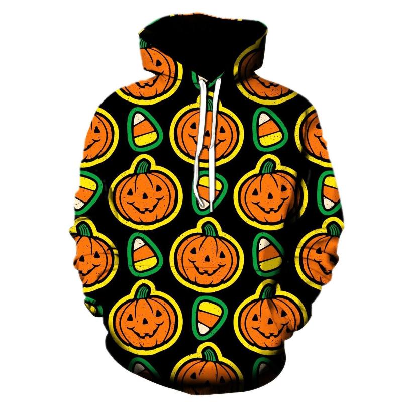Halloweenská módní bunda mikina série duch dýně s potiskem s kapucí volné topy