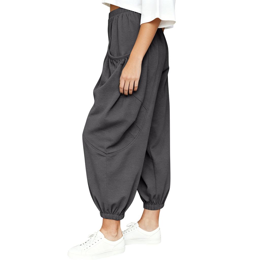 Women's Loose-fitting Wide-leg Pants, Casual Loose-fitting Pants, High-elastic Waistband, Long Pants With Pockets