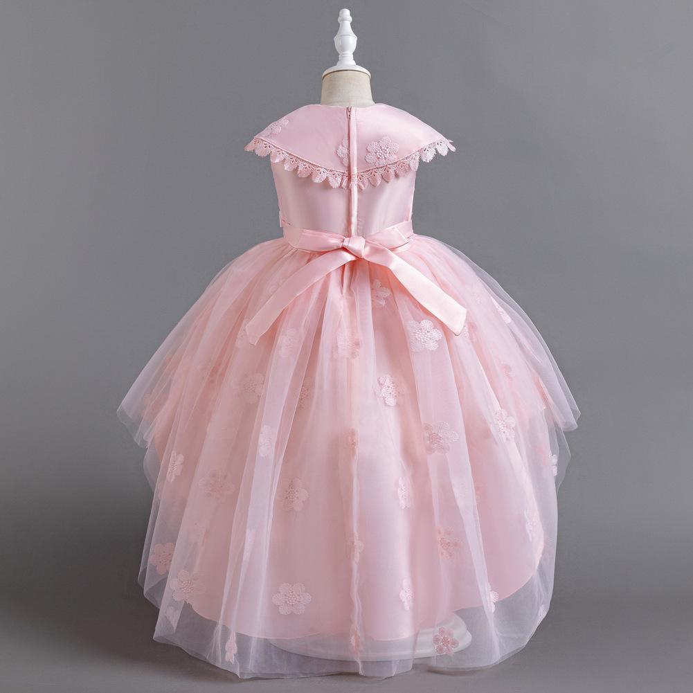 Girls' formal dresses with trains, puff-skirted princess dresses, high-end dresses, and stage performance gowns