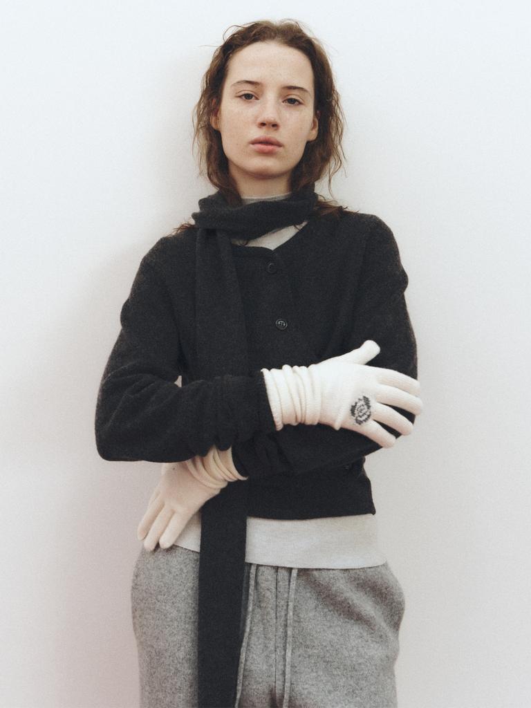 REPLAIN Cashmere Blend Rose Gloves_Ivory