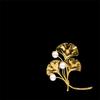 Retro Elegant Ginkgo Leaf Brooches for Women Stainless Steel Gold Color Wedding Party Brooch Pin Accessories Jewelry Gift