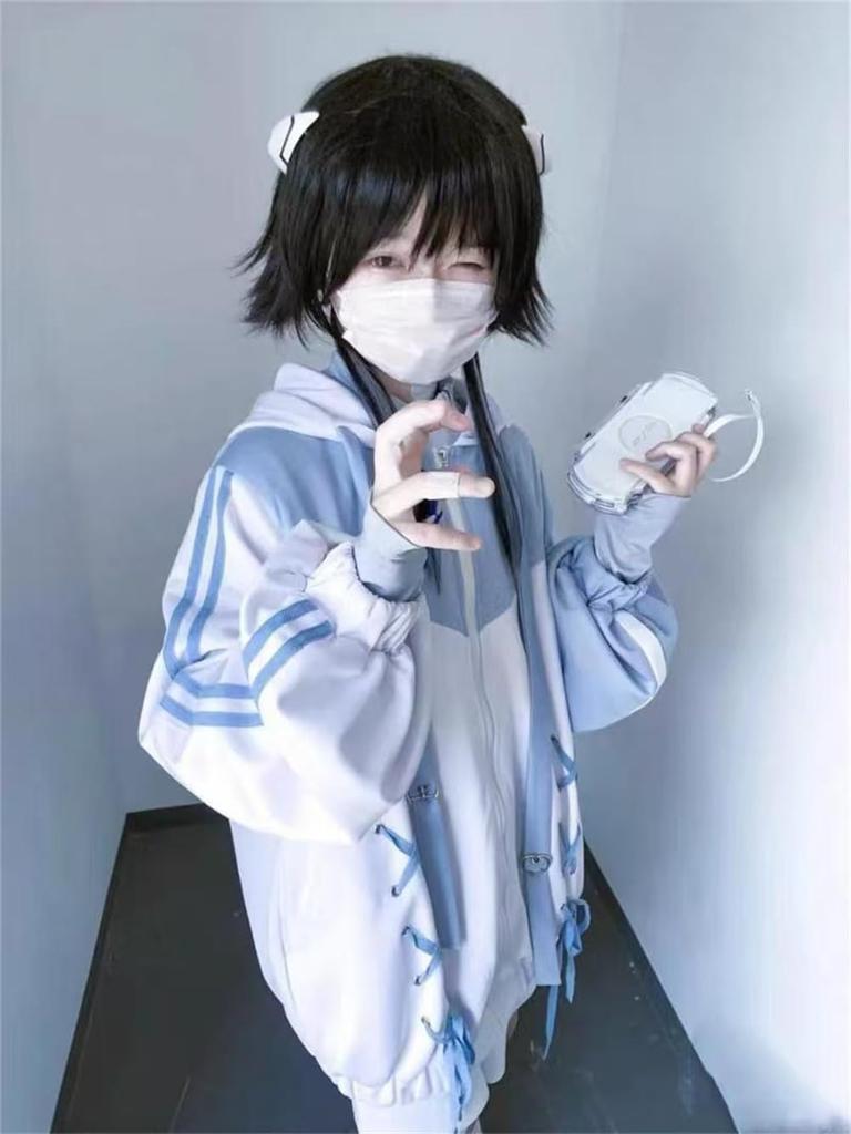 KEWJYUE Long Sleeve Hoodie with a Yami Kawaii Loose Fit Cute Harajuku Subculture Jacket with Ribbon Women's Angel-inspired Sweatshirt, Style, (Size L)