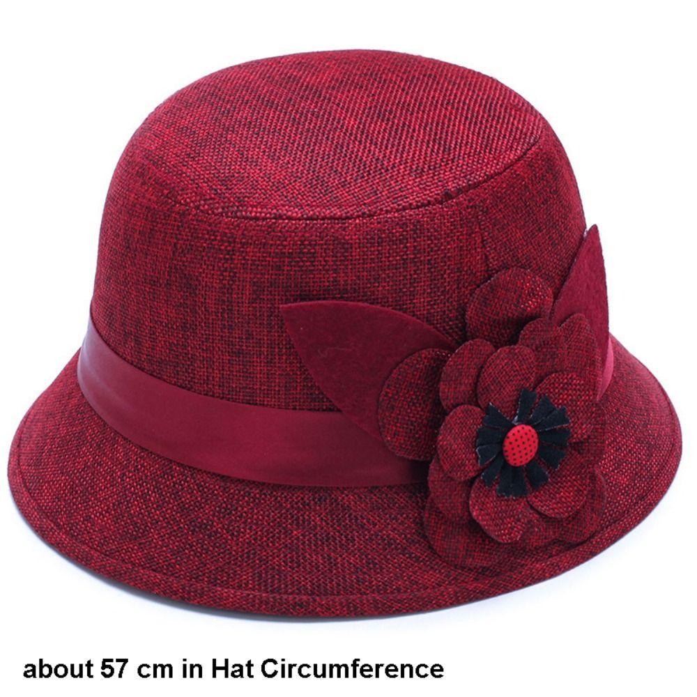 Linen Material Fedora Hat Floral Design Bowler Hat Vintage European Bucket Hat  Formal Events