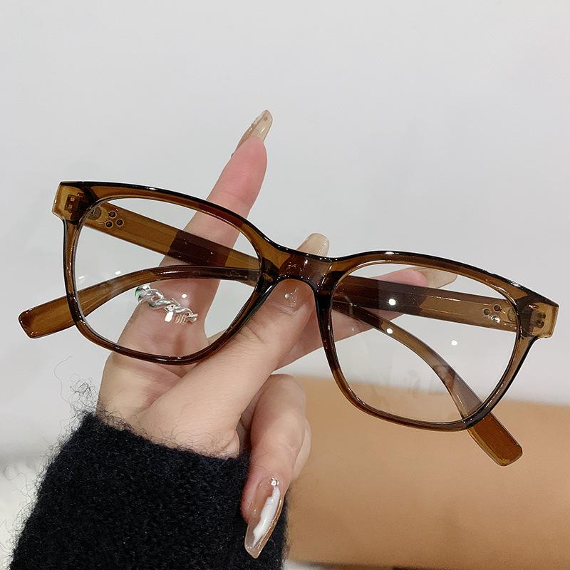 No makeup retro anti-blue glasses versatile PC flat glasses new personalized color-changing anti-blue glasses