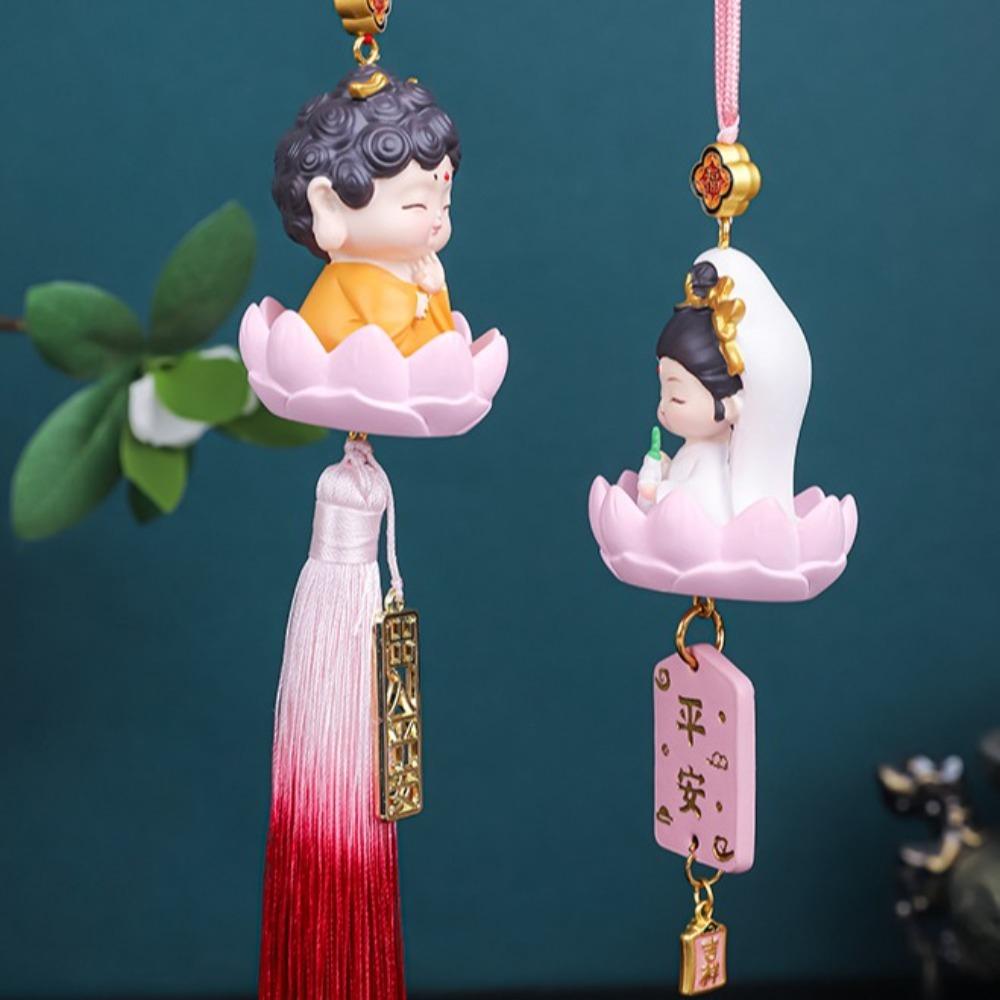 Resin Craft Mini Buddha Statues Cute Cartoon Buddha Figures  Car Interior Decoration