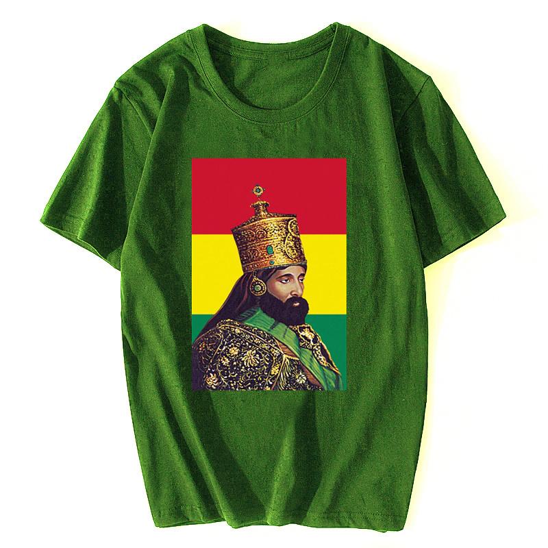 Haile Selassie Mens T-shirt Summer Cotton O-neck Short Sleeve Tshirt Funny Tees Hip Hop Tops Streetwear