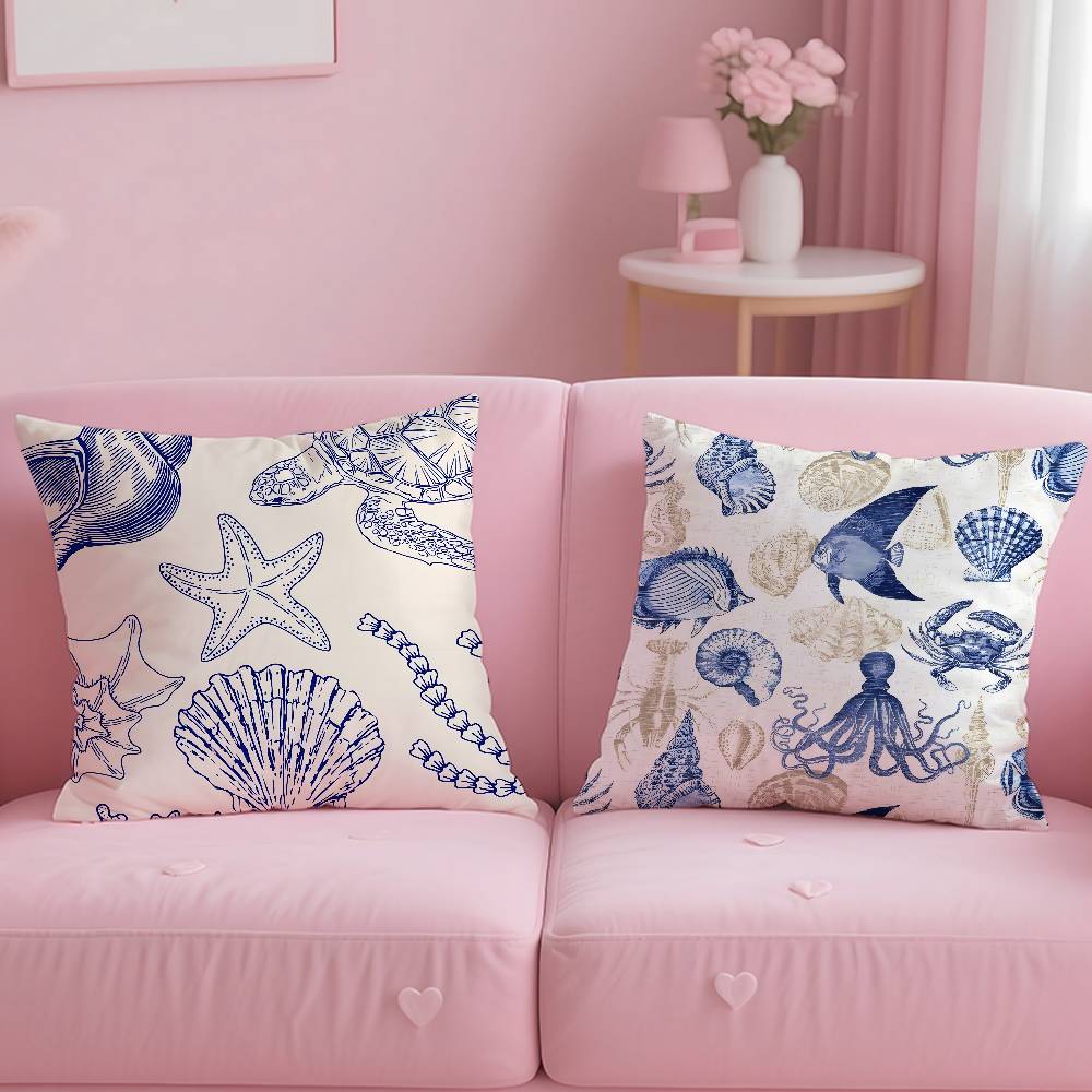 marine theme rudder anchor animals Pillow Case pattern printing pillowcase living room sofa cushion cover bedroom room decor