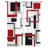 Abstract Geometric Squares Art Black Red Translucent Curtain Living Room Printed Tulle Window Drape Elegant Luxury Home Balcony Decor Curtains