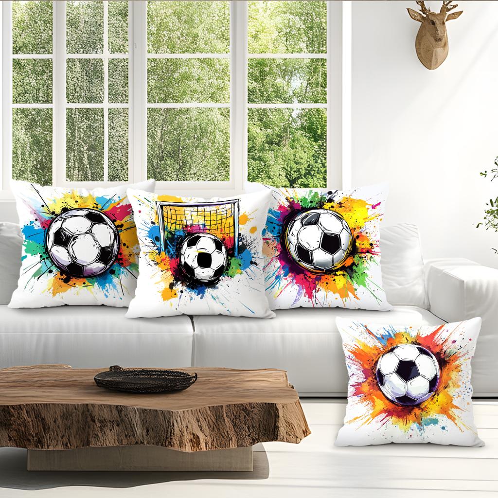 Football Graffiti Style Pillowcase Printed Polyester 40/45/50Cm Throw Pillowcover Decorative Sofa Cushion Pillowslip Home Decor