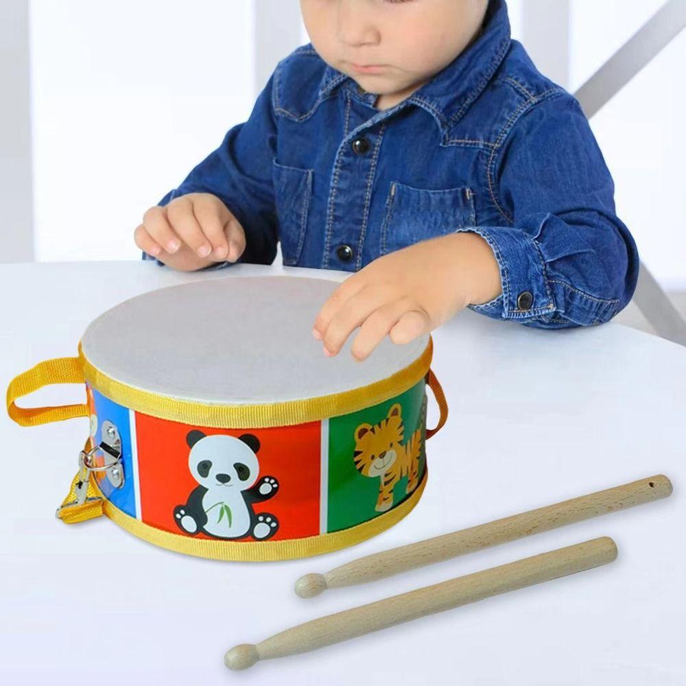 Double Sided Instrument Hand Drum Toys Wood Kids Drum Toys Birthday Christmas Holiday