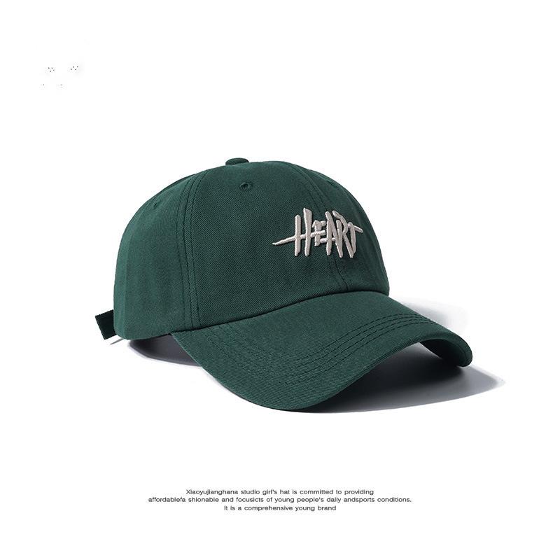 Korean New Green Retro Three dimensional Letter Embroidered Baseball Cap for Women American Casual Soft Top Trendy Brand Baseball Cap for Men
