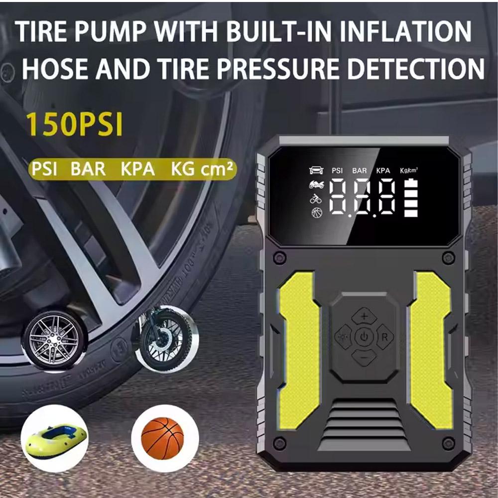 Car Jump Starter 2000A 29600mWh Portable Truck & Motorcycle Tire Inflator Power Bank with LED Flashlight
