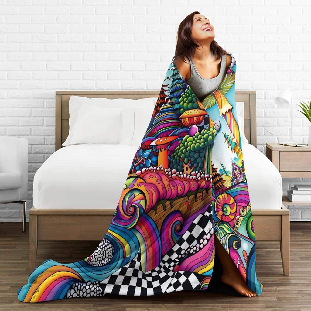Traumhafter Waldpilz Decke Picknick Flanell Überwurf für Schlafzimmer Warm Weich Benutzerdefinierte DIY Qualität Tagesdecke Geschenk