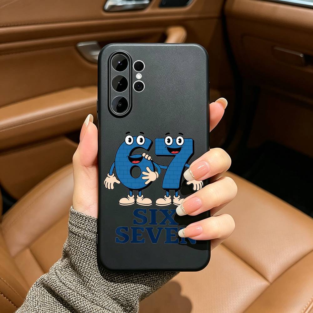 Fashio SS Six Seven 67 Black Soft Silicone Phone Case for Samsung Ultra S25, S24, S21, S22, S23, S30, Plus, FE, Lite